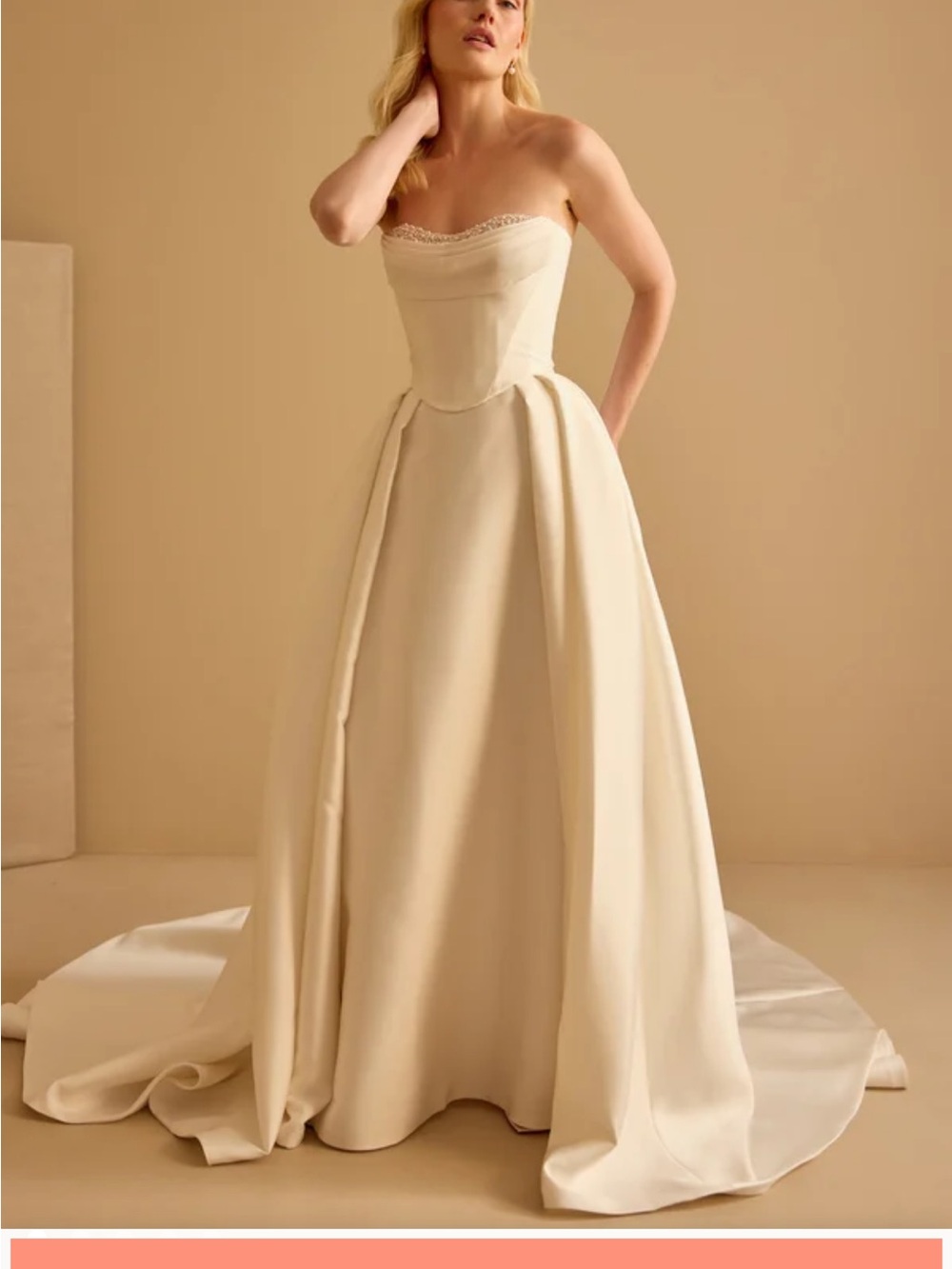 Wov’d Austen wedding dress Altar'd State Ivory Strapless Ball Gown